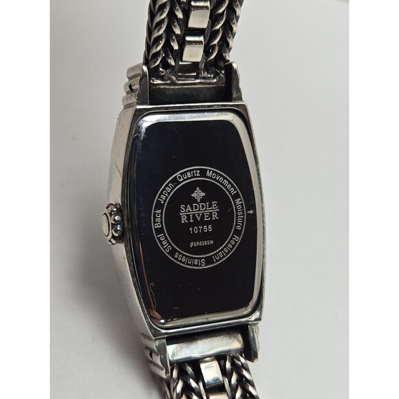 Vintage Saddle River Womens Turquoise Dial Silver Tone Tonneau Watch New Battery main image 3